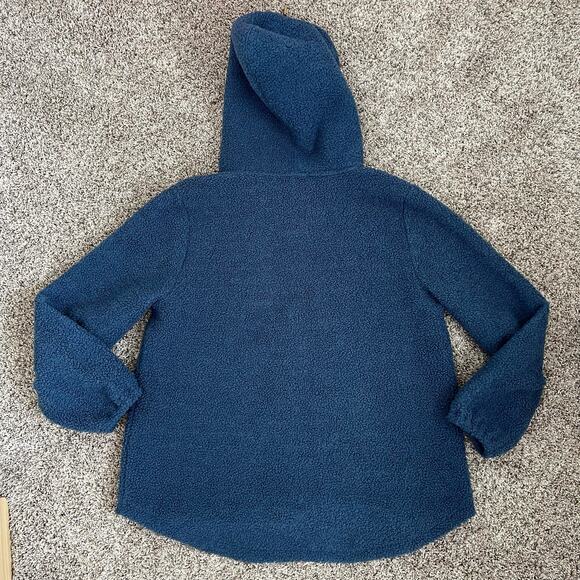 Loft Sherpa Quarter zip Hoodie Jacket Women's size XL Navy & Gold - Picture 7 of 7